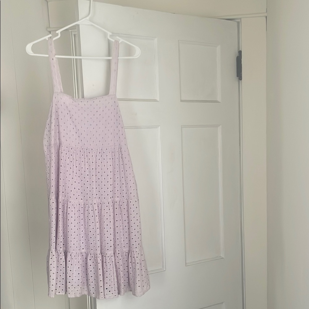 Purple Ruffled Tiered Sundress with Square Neck